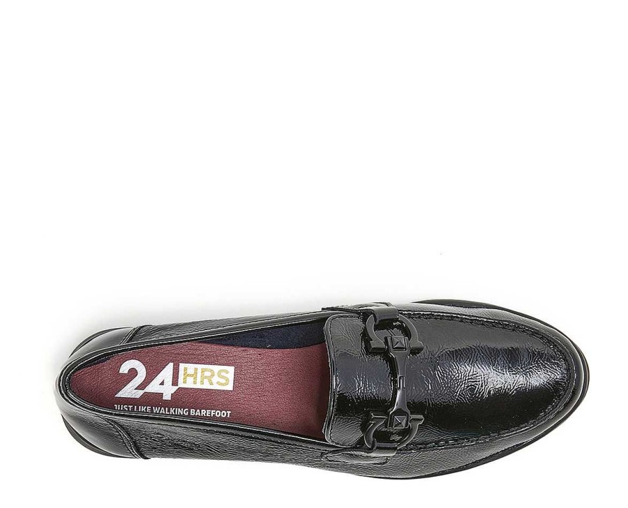 Woman 24hrs | Patent Finish Leather Moccasin Stirrup Trim.