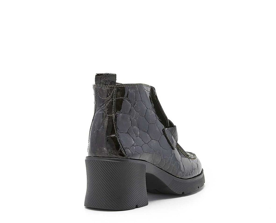 Woman 24hrs | Coconut Finish Patent Leather Ankle Boot Zipper Closure.