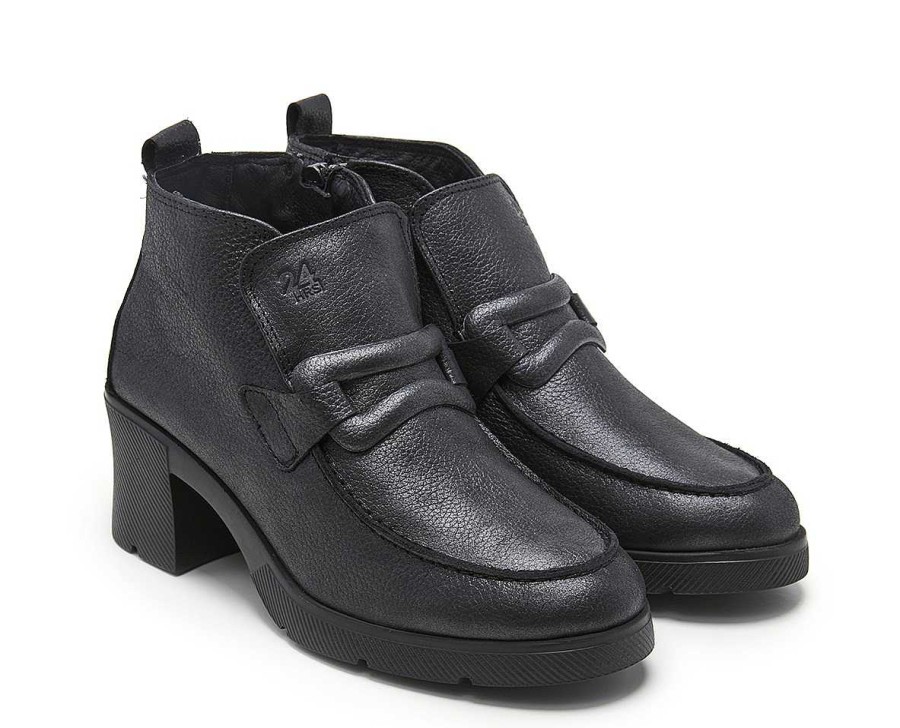 Woman 24hrs | Leather Ankle Boot Zipper Closure.